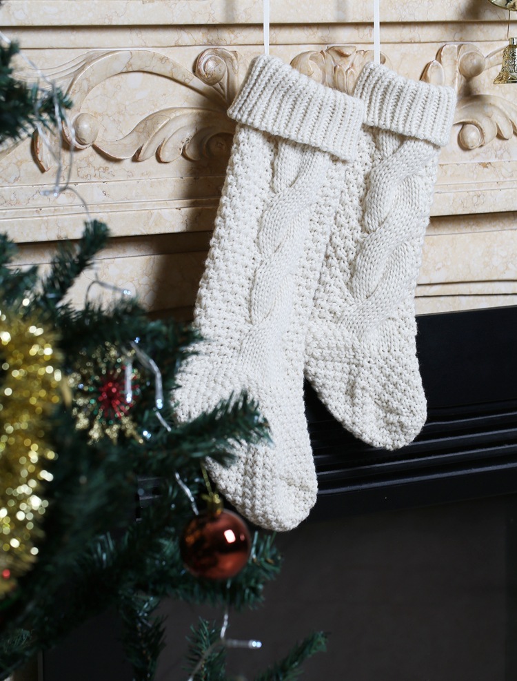 Gift Knitted Christmas Foot Sock Pendant Gift Bag Decorative Pendant Candy Bag Linen Flower Color Foot Sock Spot Large