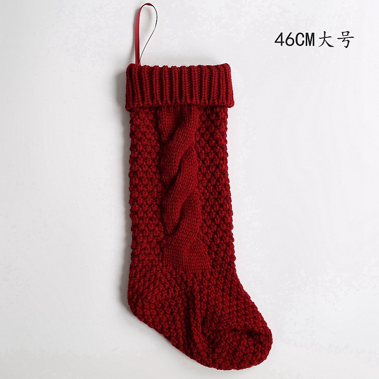 Gift Knitted Christmas Foot Sock Pendant Gift Bag Decorative Pendant Candy Bag Linen Flower Color Foot Sock Spot Large