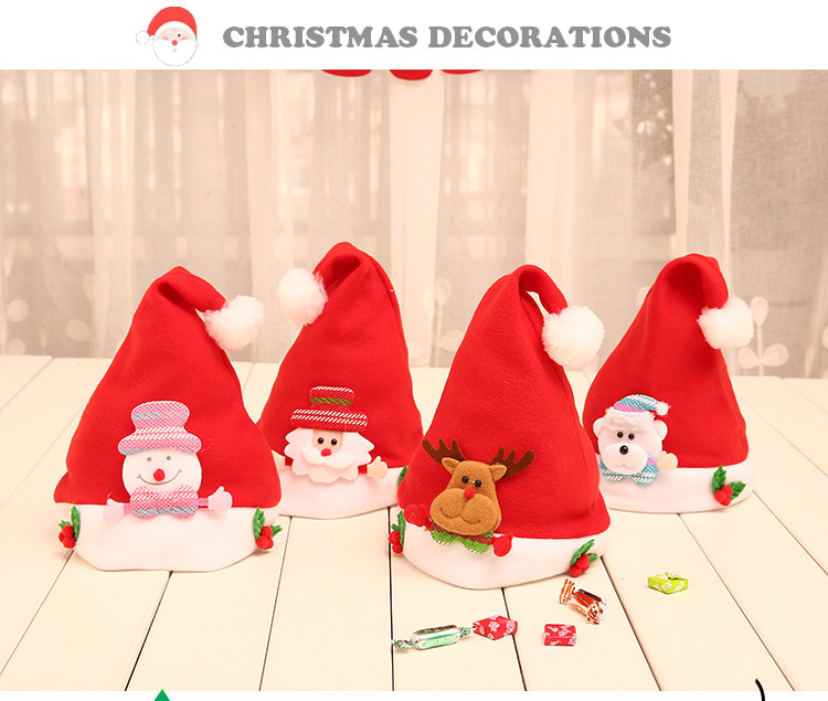 Christmas Decorations Christmas Stickers Bead Caps Cartoon Children Hat Non-Woven Christmas Antler Hat Doll Christmas Hat