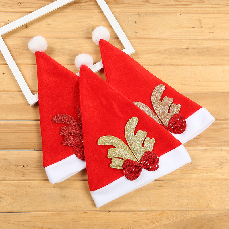 Christmas Decorations Brushed Gold Powder Antlers Children&#039;s Christmas Hat Christmas Decorations Gifts Foreign Trade