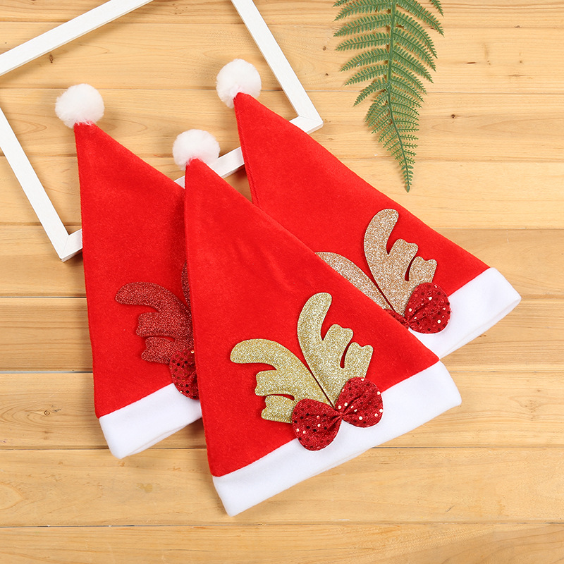 Christmas Decorations Brushed Gold Powder Antlers Children&#039;s Christmas Hat Christmas Decorations Gifts Foreign Trade