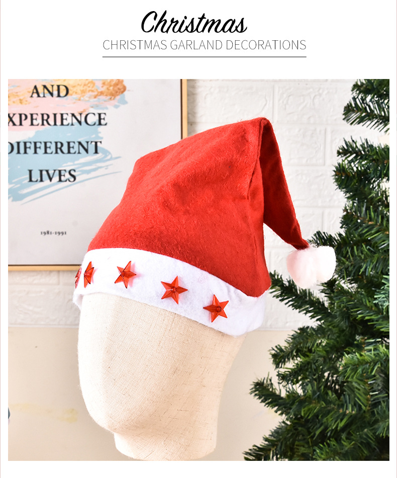 With Light Five-Pointed Star Flash Christmas Hat Christmas Hat for the Elderly Christmas Hat Christmas Decoration Luminous Christmas Hat Adult