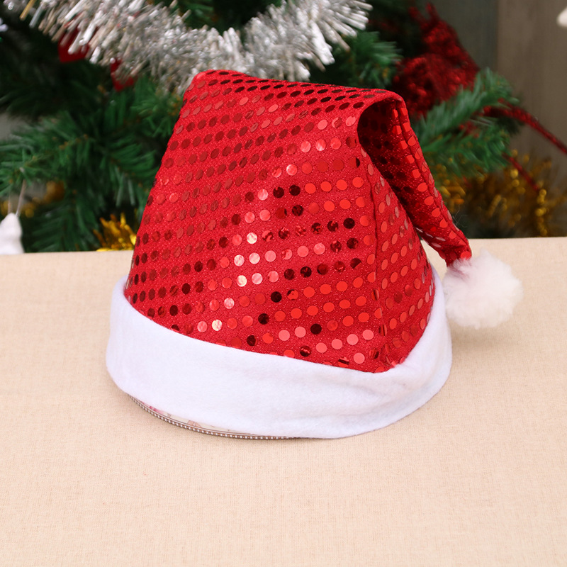 Christmas Adult Christmas Hat Sequined Christmas Decorative Cap Christmas Hat for the Elderly Party Performance Decorations Cap