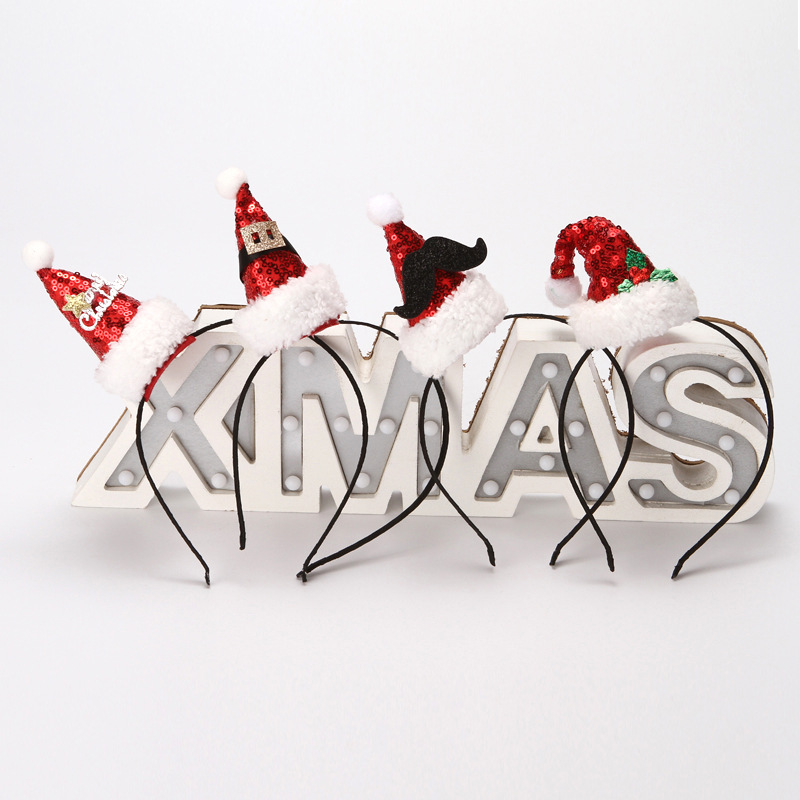 Christmas Headband/Hairpin Creative Party Headdress Christmas Hat Sequins Cute Cartoon Headwear Wholesale