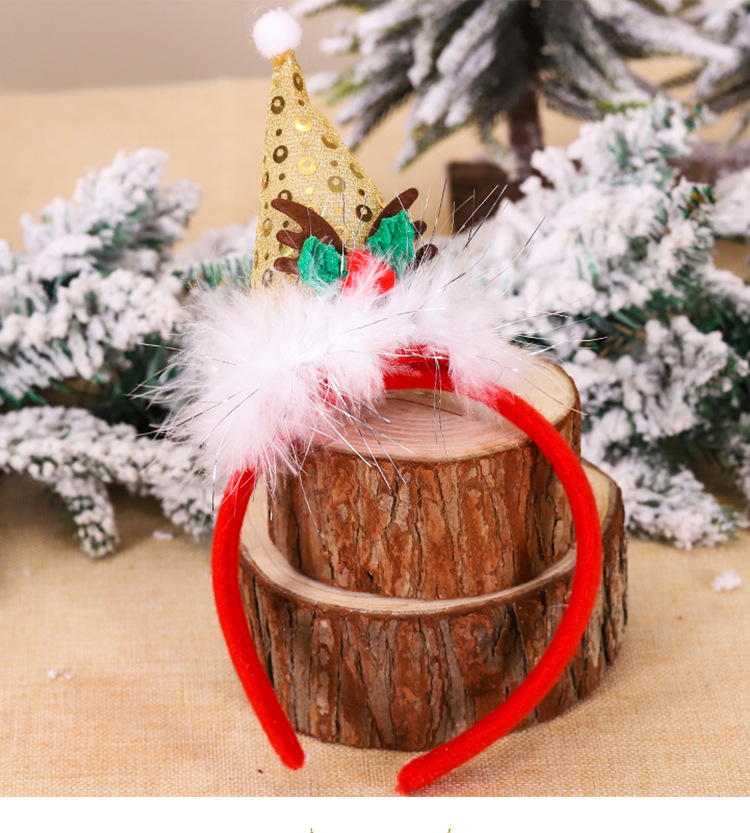 New Christmas Hat Headband Head Buckle Children's Present Small Gift Sequins Tricorne Headband Christmas Holiday Decorations