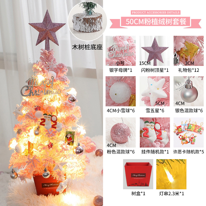 Mini Christmas Tree Desktop with Lights 50cm Golden Red Christmas Tree Package Christmas Tree Tree