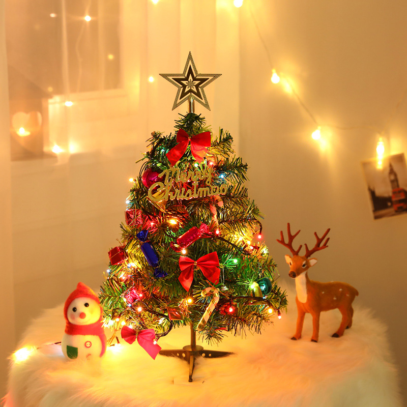 Tree Package with Lights Christmas Decorations Arrangement Desktop 50cm Mini Christmas Tree CrossBorder Whole Supplies