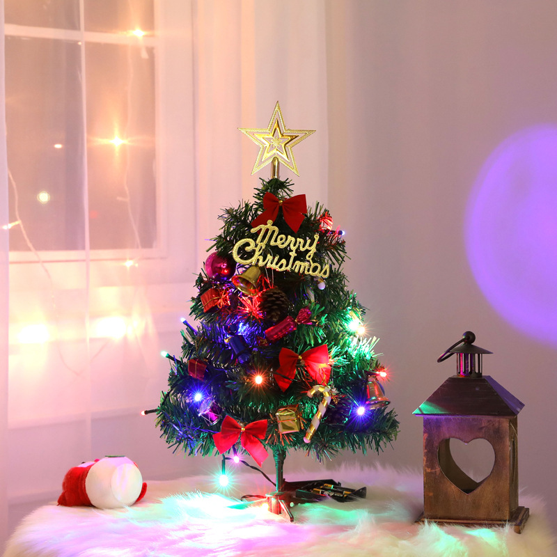 Tree Package with Lights Christmas Decorations Arrangement Desktop 50cm Mini Christmas Tree CrossBorder Whole Supplies