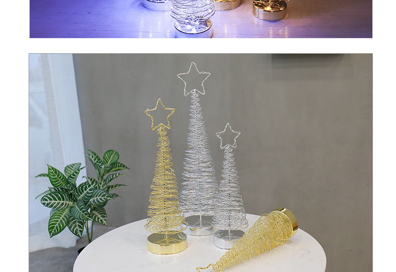 RT-803 with Lights Iron Wire Tree Gold and Silver Christmas Tree Christmas Decorations Ambience Light LED Lights Christmas Ornaments