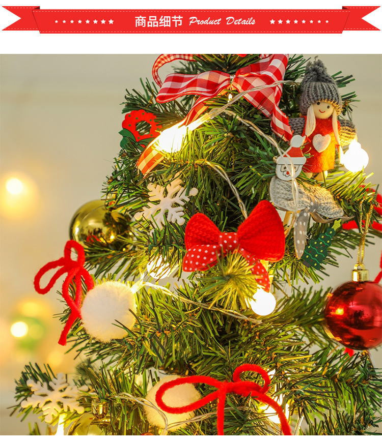 Mini Christmas Tree Desktop with Lights 50cm Golden Red Christmas Tree Package Christmas Tree Tree