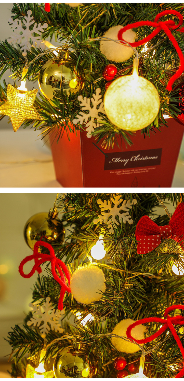 Mini Christmas Tree Desktop with Lights 50cm Golden Red Christmas Tree Package Christmas Tree Tree