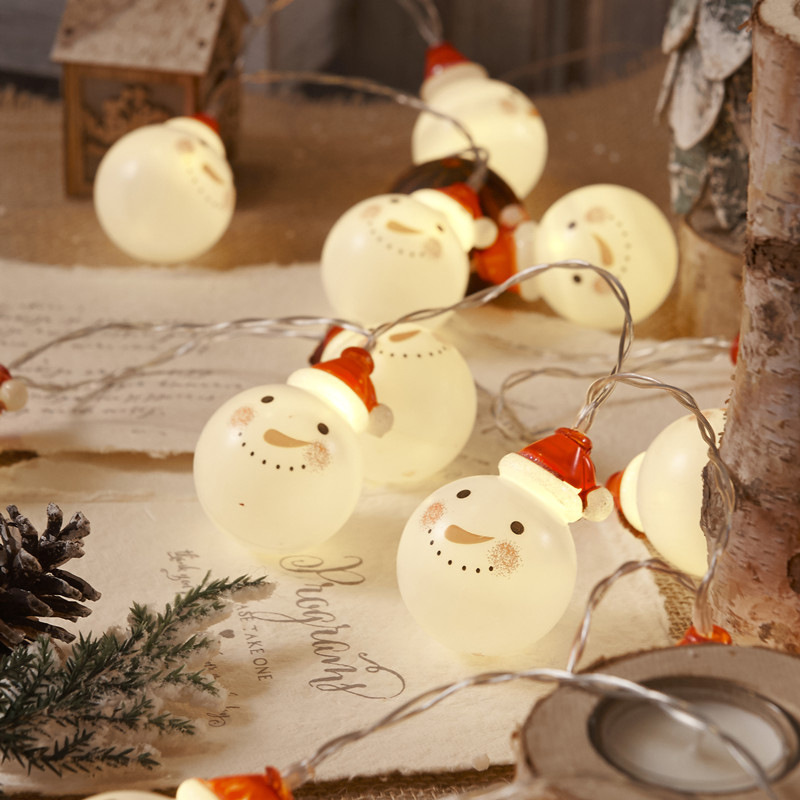Christmas tree lights  Hat Santa Claus String Christmas Tree Snowman Head Battery Box String Lights Colored Lights