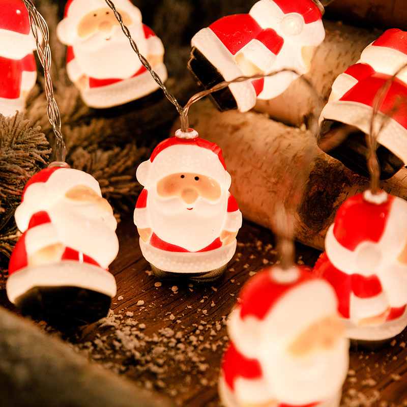 Christmas tree lights  Hat Santa Claus String Christmas Tree Snowman Head Battery Box String Lights Colored Lights