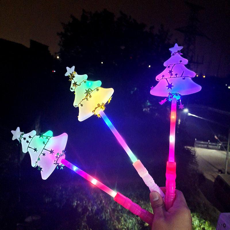 New Christmas Activity Atmosphere Glow Stick Handle with Lights Christmas Tree Glow Stick Magic Props Christmas Product