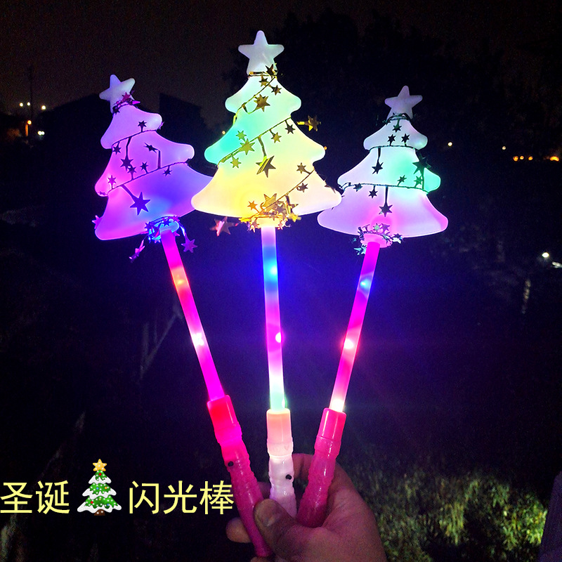 New Christmas Activity Atmosphere Glow Stick Handle with Lights Christmas Tree Glow Stick Magic Props Christmas Product