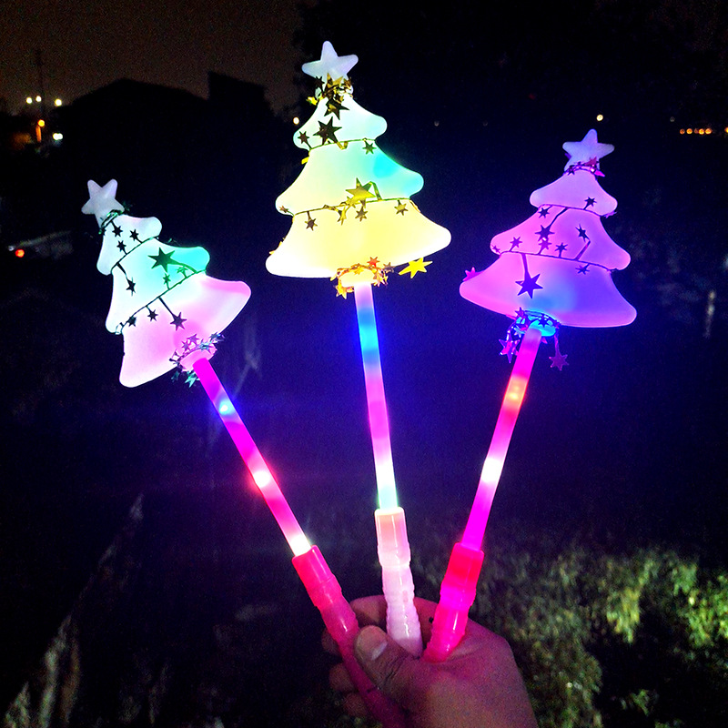 New Christmas Activity Atmosphere Glow Stick Handle with Lights Christmas Tree Glow Stick Magic Props Christmas Product