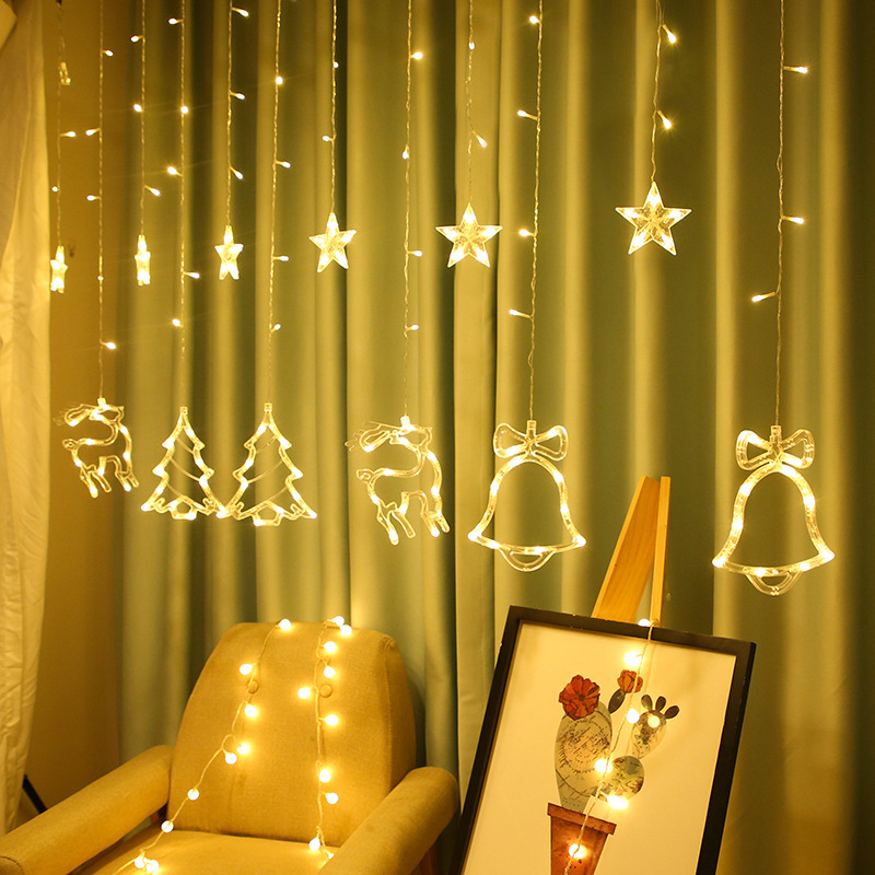 LED Curtain Light Christmas Holiday Room Ornamental Festoon Lamp Creative Deer Christmas tree lights