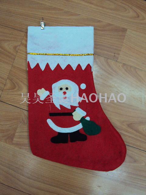Christmas Stockings White Mouth Golden Edge Applique Socks Hot Sale Gift Bag Christmas Tree Pendant Ornament Socks Creative Christmas Gift