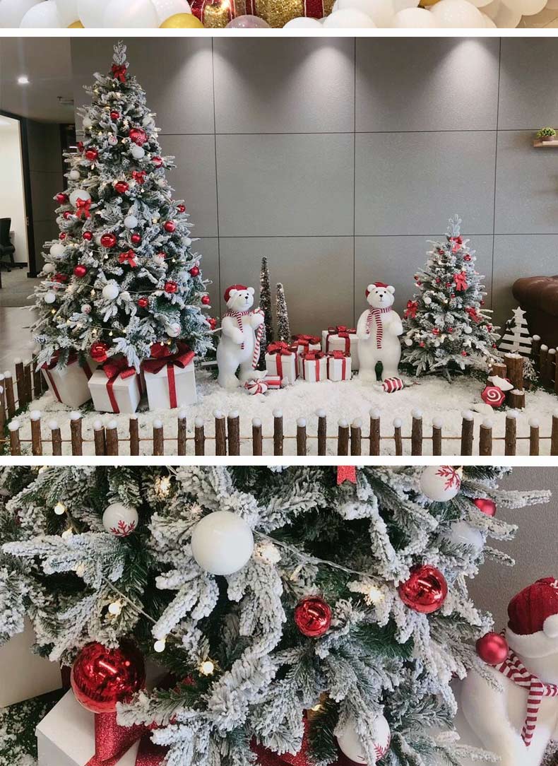 Christmas White Snowflake Flocking PE Christmas Tree 1.5 M 1.8 M 2.1 M 3 M Simulation Cedar Snow Decoration Christmas White Snowflake Flocking PE Christmas Tree 1.5 M 1.8 M 2.1 M 3 M Simulation Cedar Snow Decoration