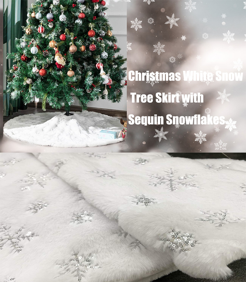 Factory Christmas-Tree Skirt White Tree Group 90 122cm Rabbit Fur Sequin Snowflake Embroidered Sequins Christmas Tree Decorations Factory Christmas-Tree Skirt White Tree Group 90 122cm Rabbit Fur Sequin Snowflake Embroidered Sequins Christmas Tree Decorations