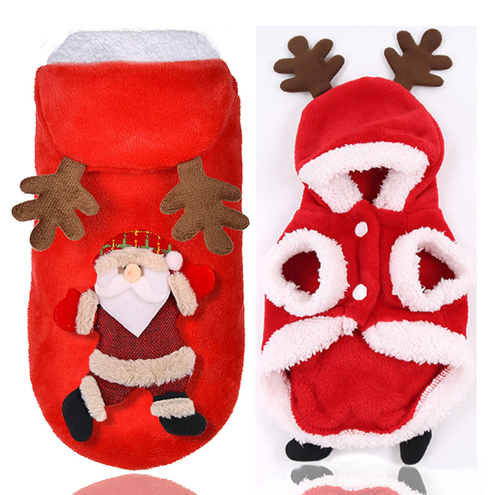 Pet Clothes Autumn and Winter Flannel Warm Festive Dress Foreign Trade Dog Clothes Cat Elk Christmas Clothes New Year 