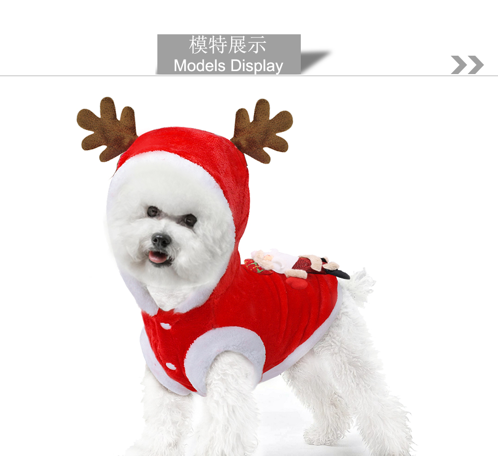 Pet Clothes Autumn and Winter Flannel Warm Festive Dress Foreign Trade Dog Clothes Cat Elk Christmas Clothes New Year 