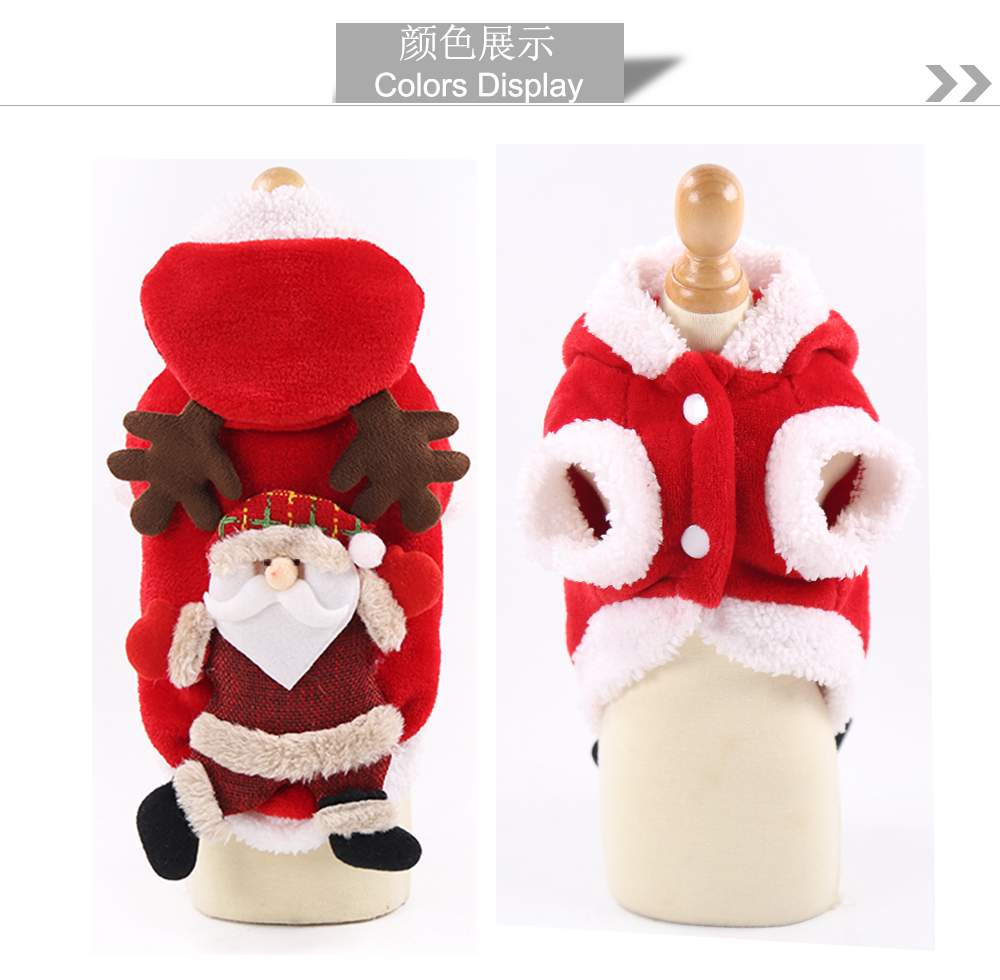 Pet Clothes Autumn and Winter Flannel Warm Festive Dress Foreign Trade Dog Clothes Cat Elk Christmas Clothes New Year 