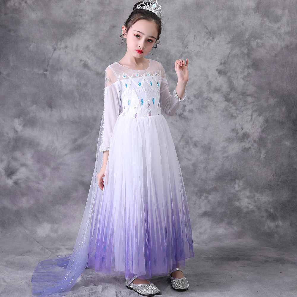 Frozen 2 Princess Elsa White Dress Women&#039;s Christmas Girl&#039;s Princess Dress Cross-Border Hot Selling