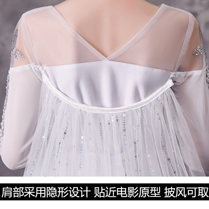 Frozen 2 Princess Elsa White Dress Women's Christmas Girl's Princess Dress Cross-Border Hot Selling