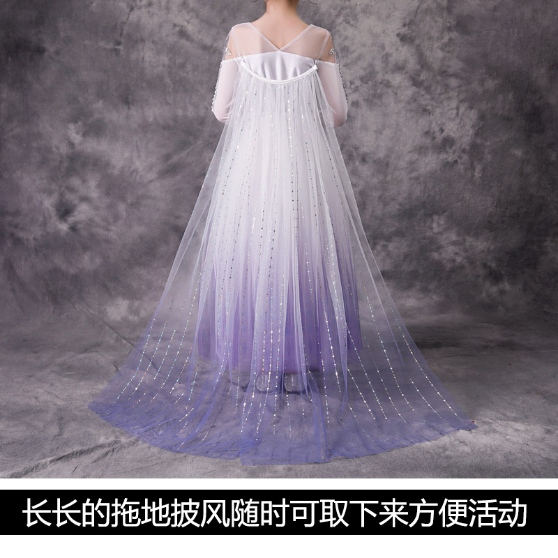 Frozen 2 Princess Elsa White Dress Women's Christmas Girl's Princess Dress Cross-Border Hot Selling