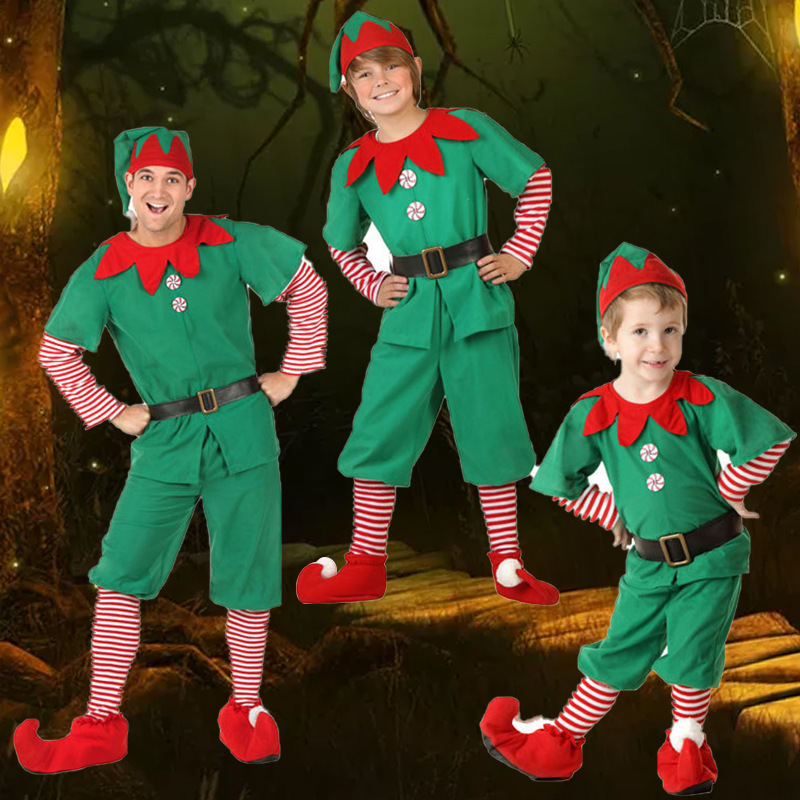  Christmas Elf Performance Wear Cosplay Adult Men&#039;s and Women&#039;s Christmas Outfit Performance Costume Christmas Dress