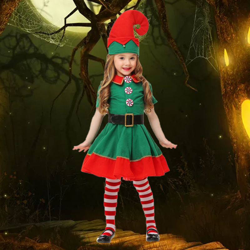  Christmas Elf Performance Wear Cosplay Adult Men&#039;s and Women&#039;s Christmas Outfit Performance Costume Christmas Dress