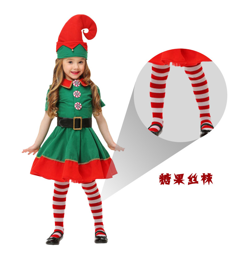  Christmas Elf Performance Wear Cosplay Adult Men's and Women's Christmas Outfit Performance Costume Christmas Dress