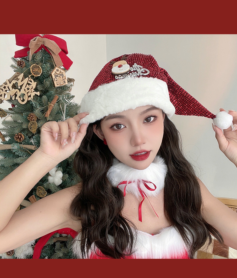 Christmas hat Show Dress up Supplies Christmas Hat Adult Cute Elk Children Plush Bonnet Factory Direct Supply