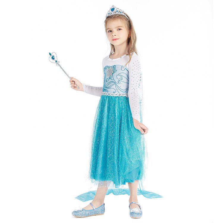 2021 Christmas Children's Clothing Frozen Princess Skirt Elsa Elsa Girl's Long-Sleeved Dress Yama