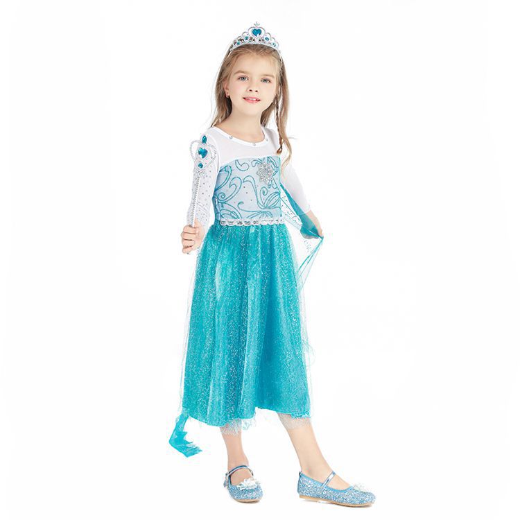 2021 Christmas Children's Clothing Frozen Princess Skirt Elsa Elsa Girl's Long-Sleeved Dress Yama