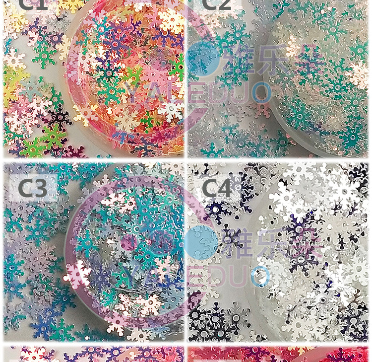 Yaleduo 7mm Snowflake PVC Paillette Cross-Border E-Commerce Christmas Dress up DIY Ornament Crystal Mud Filling Yaleduo 7mm Snowflake PVC Paillette Cross-Border E-Commerce Christmas Dress up DIY Ornament Crystal Mud Filling