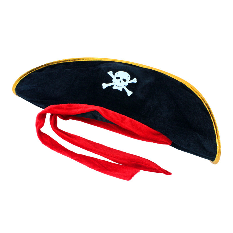 Halloween Supplies Masquerade Show Props Ball Pirate Hat Red Banderole Pirate Hat Captain Hat
