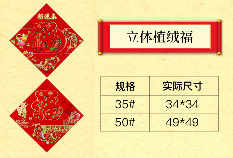 New HighEnd Flocking ThreeDimensional Fu Character Door Sticker Spring Festival Zodiac Fortune Sticker New Year Pictures
