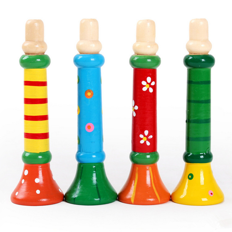 Factory Direct Sales Wooden Children&#039;s Trumpet Toy Wooden Whistle Musical Instrument Infant Early Childhood Education