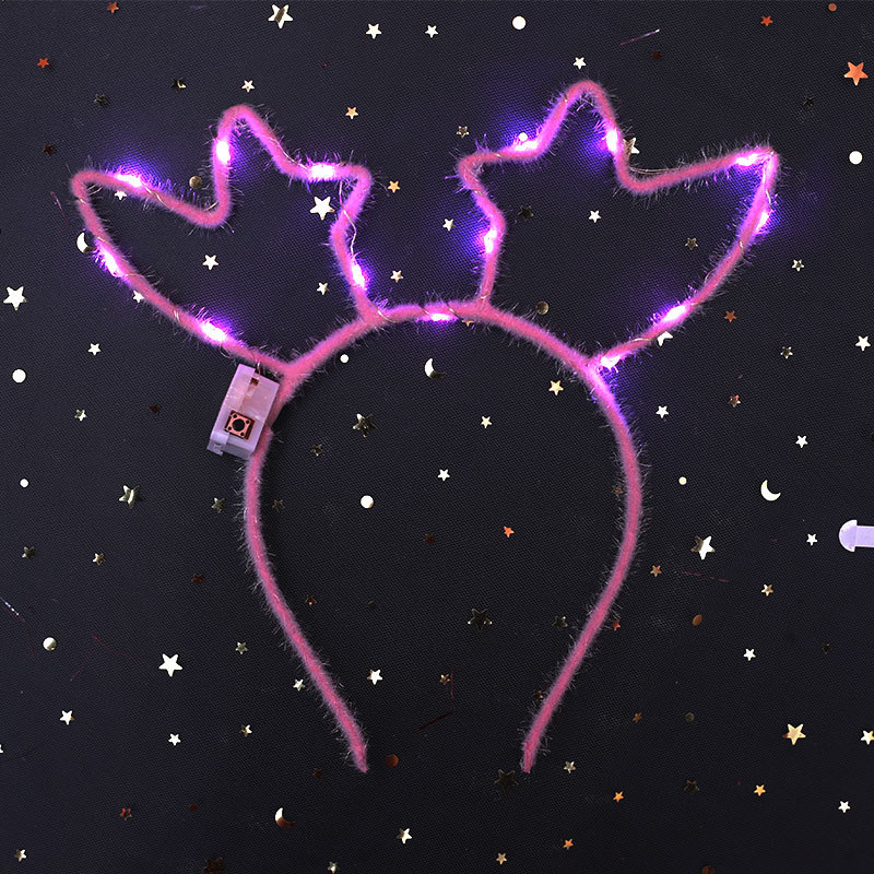 New Luminous Antlers Elk Christmas Headband New Year&#039;s Day Spring Festival Headdress Luminous Concert Luminous Headband Hot Sale