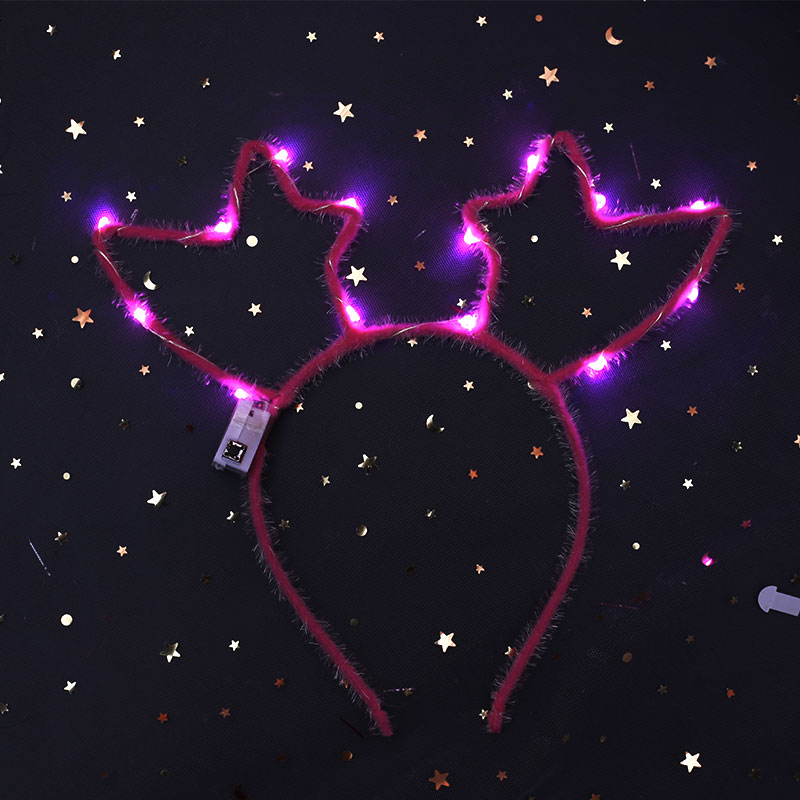 New Luminous Antlers Elk Christmas Headband New Year's Day Spring Festival Headdress Luminous Concert Luminous Headband Hot Sale