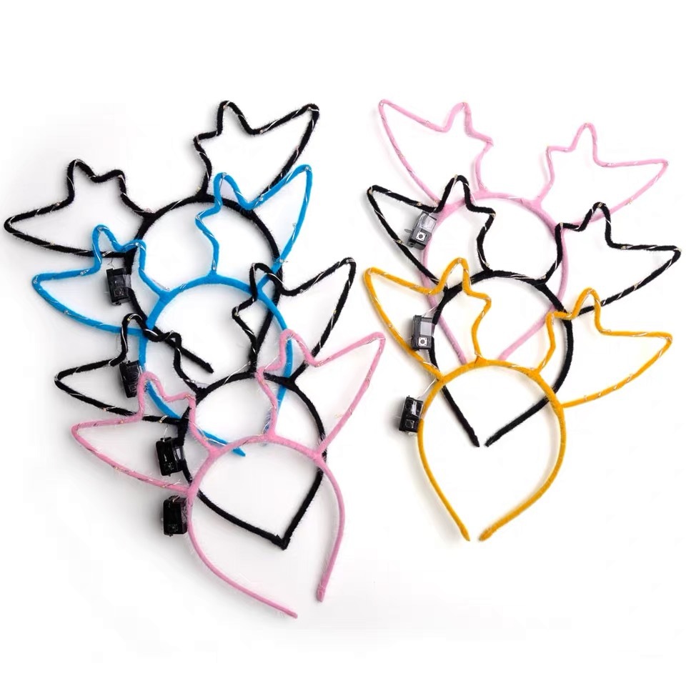 New Luminous Antlers Elk Christmas Headband New Year&#039;s Day Spring Festival Headdress Luminous Concert Luminous Headband Hot Sale