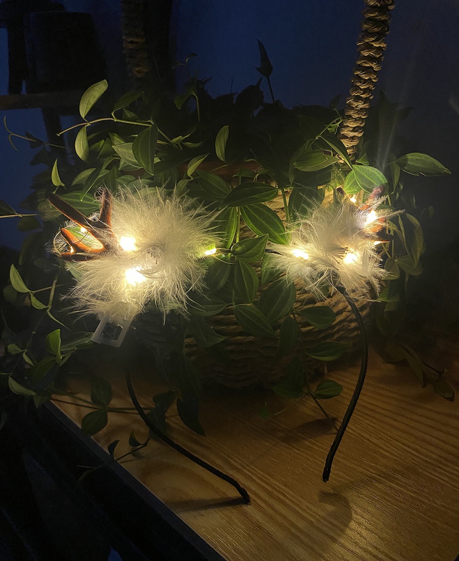 Feather Antlers Luminous Hairband Decoration Christmas Toys Stall Supply Square Night Market Travel Hot Sale at Scenic Spot Toys