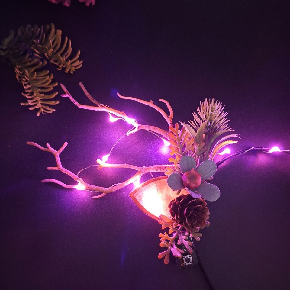 Luminous Antlers Headband Cross-Border New Arrival Christmas Headband Elk Berry Cat Ears Headdress Factory Wholesale