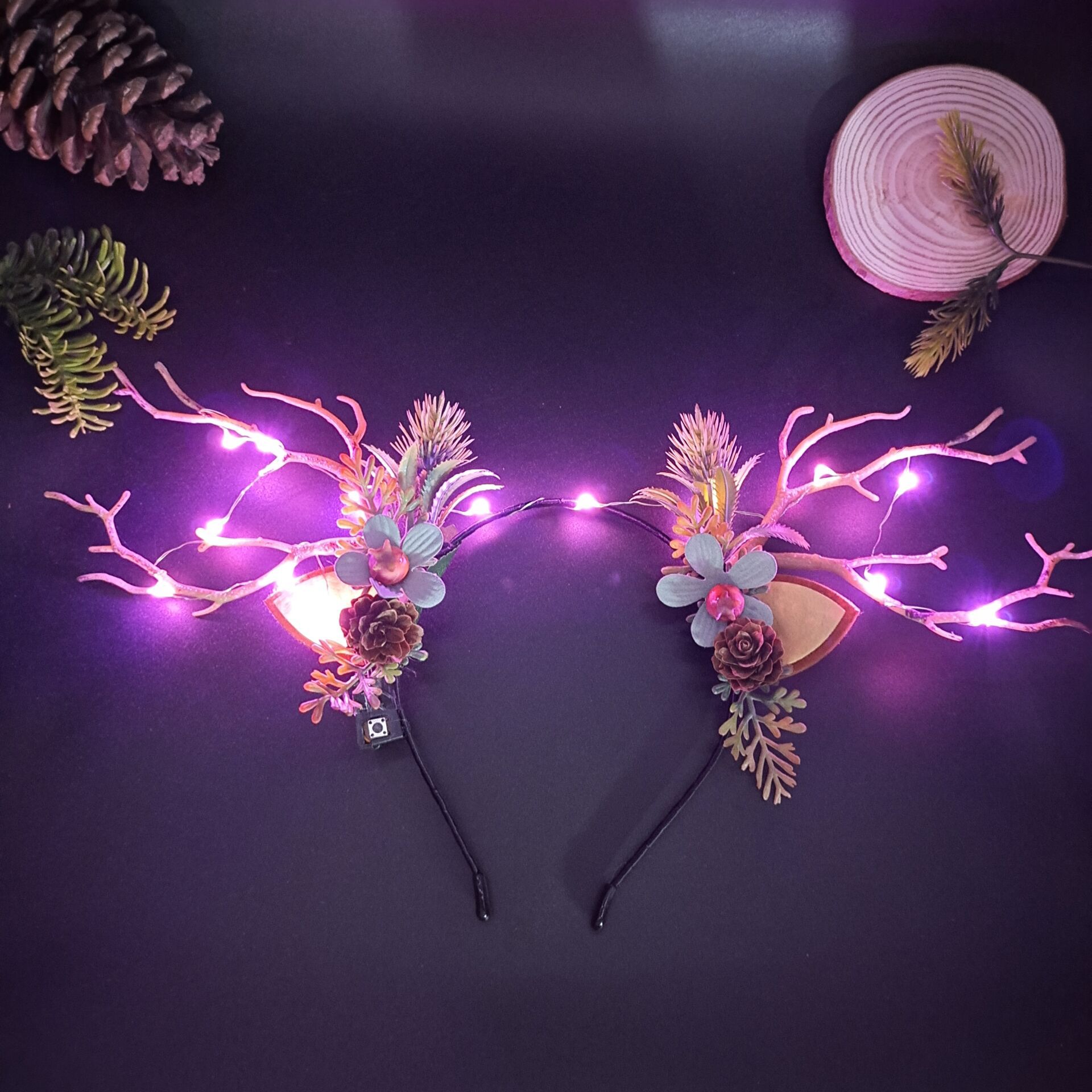 Luminous Antlers Headband Cross-Border New Arrival Christmas Headband Elk Berry Cat Ears Headdress Factory Wholesale