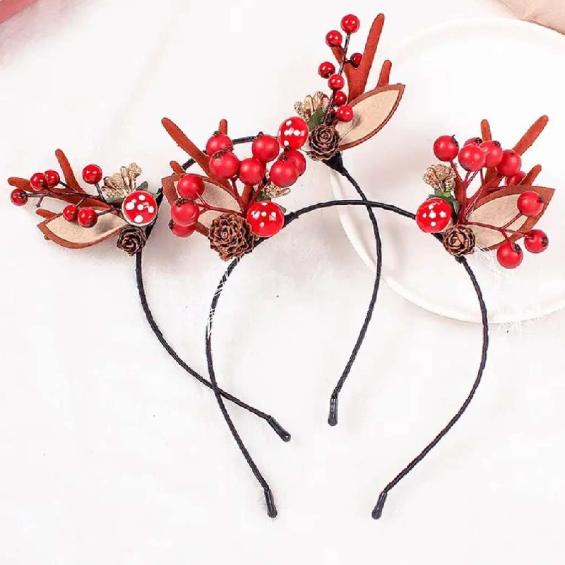 Luminous Antlers Headband Cross-Border New Arrival Christmas Headband Elk Berry Cat Ears Headdress Factory Wholesale