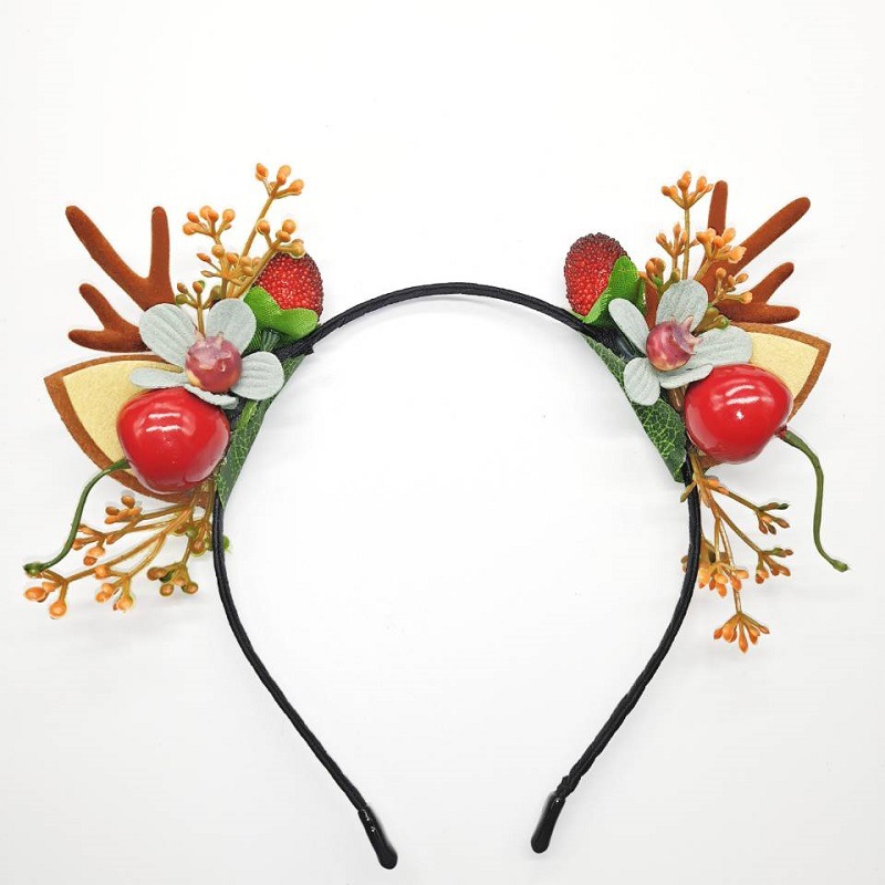 Luminous Antlers Headband Cross-Border New Arrival Christmas Headband Elk Berry Cat Ears Headdress Factory Wholesale