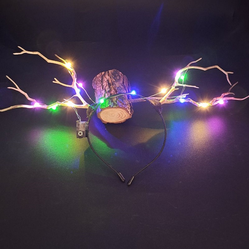 Luminous Antlers Headband Cross-Border New Arrival Christmas Headband Elk Berry Cat Ears Headdress Factory Wholesale