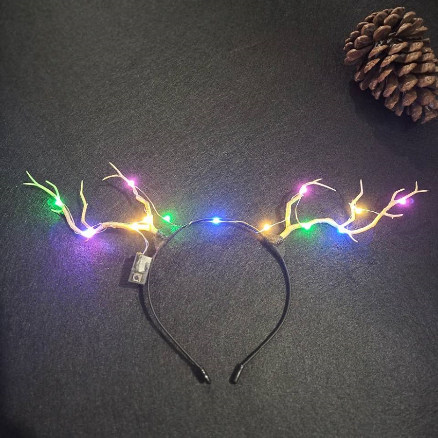 Luminous Antlers Headband Cross-Border New Arrival Christmas Headband Elk Berry Cat Ears Headdress Factory Wholesale